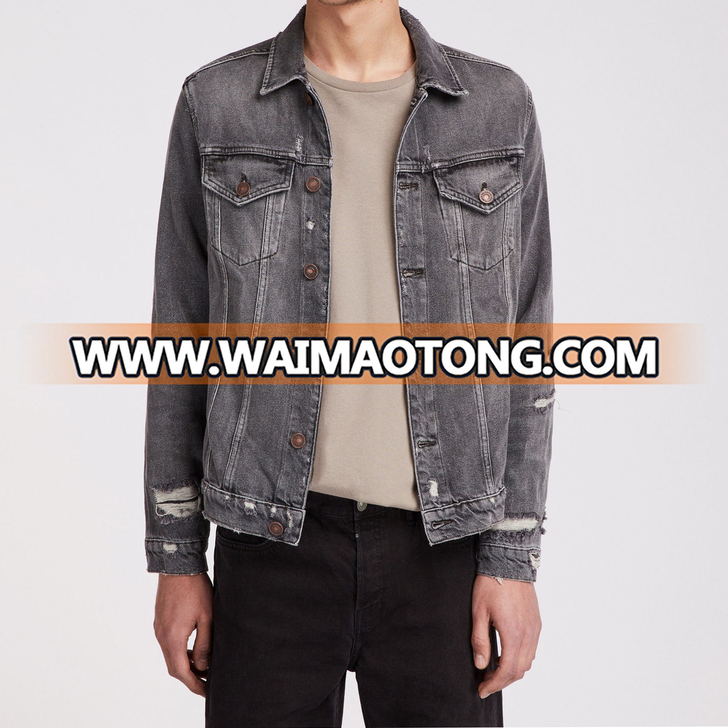 new product 2019 Custom Button Front Denim Jacket